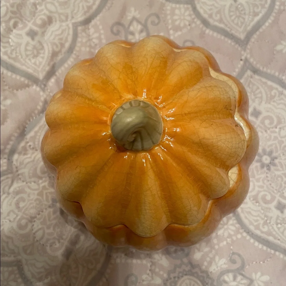 Orange Ceramic Pumpkin Planter